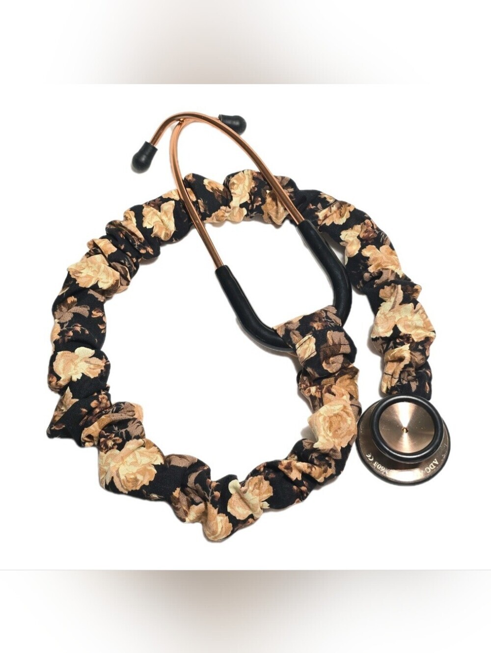 Handmade Black with Rose Flower Stethoscope Sleeve: Cotton Cover